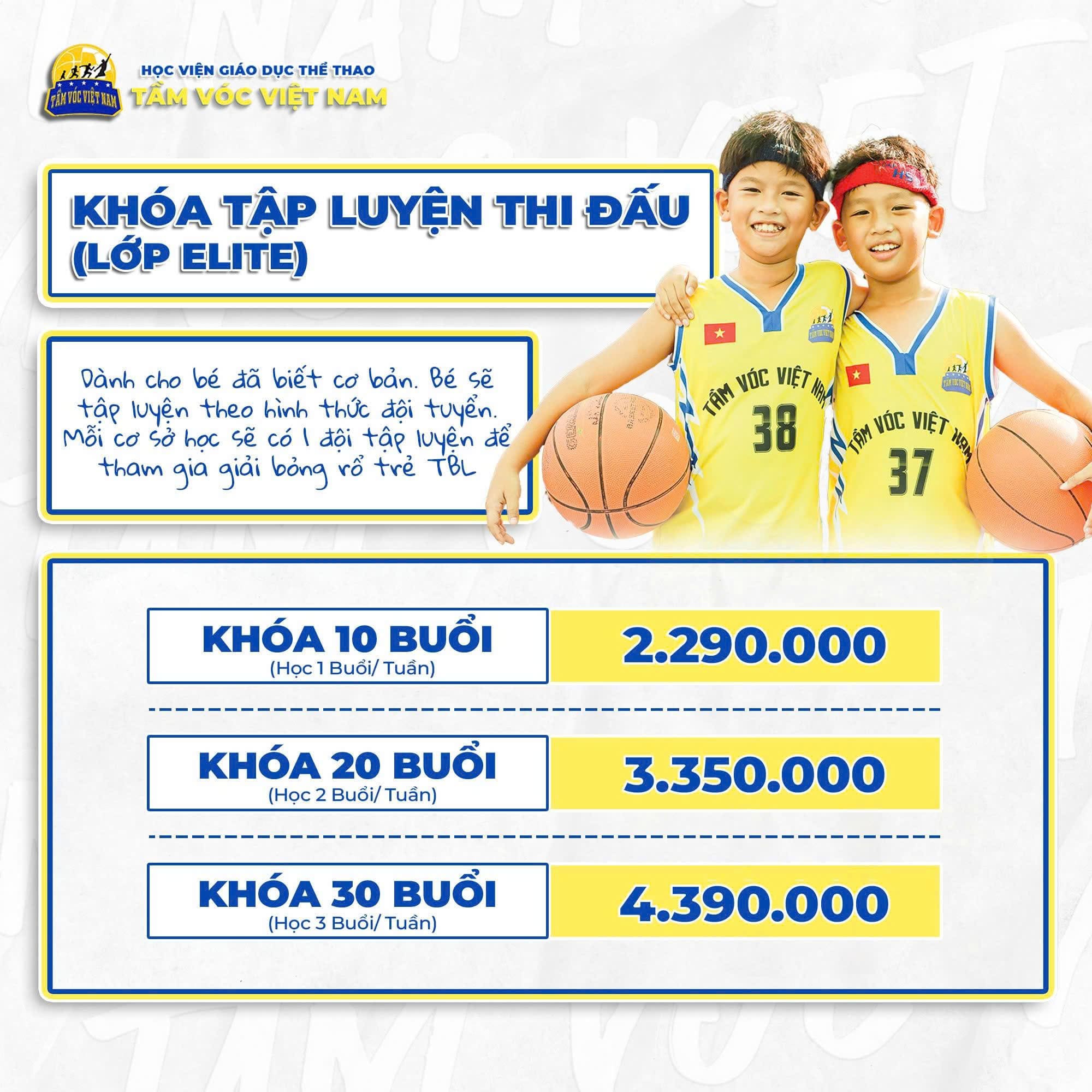 Học phí khóa tập luyện thi đấu